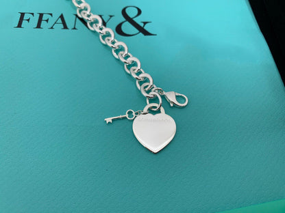 [Glow Muse ]KEY HEART CARD CHUNKY INTERLOCKING BRACELET LENGTH