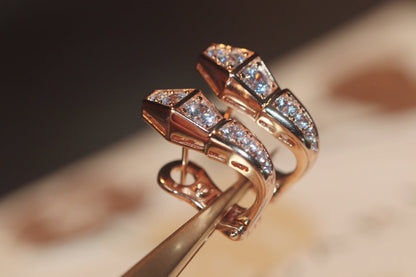 [⭐Glow Muse ]SERPENT PINK GOLD DIAMOND EARRINGS
