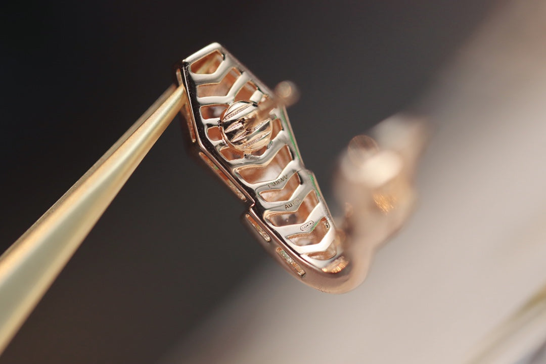 [⭐Glow Muse ]SERPENT PINK GOLD DIAMOND EARRINGS
