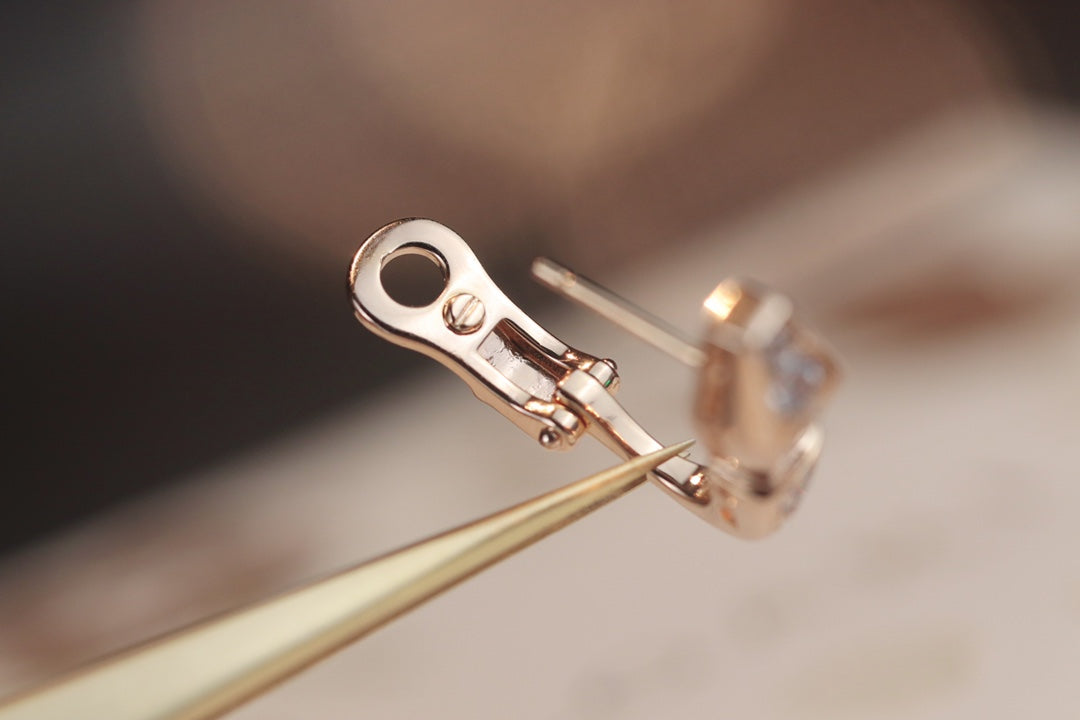[⭐Glow Muse ]SERPENT PINK GOLD DIAMOND EARRINGS