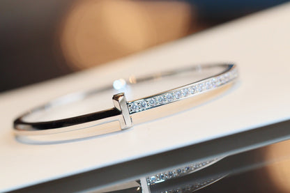 [Glow Muse ]NARROW T1 HINGED BANGLE DIAMOND SILVER