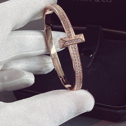 [Glow Muse ]T1 WIDE HINGED BANGLE DIAMOND PAVED BRACELET