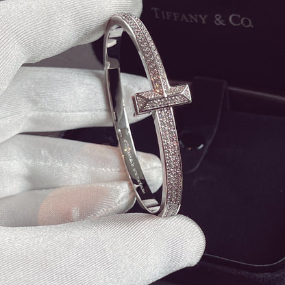 [Glow Muse ]T1 WIDE HINGED BANGLE DIAMOND PAVED BRACELET