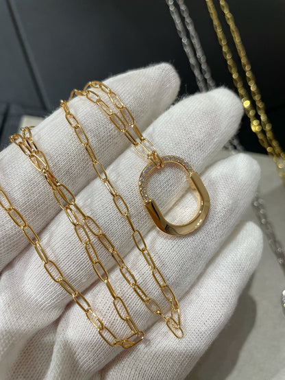 [Glow Muse ]LOCK MEDIUM PENDANT DIAMOND NECKLACE