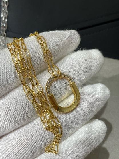 [Glow Muse ]LOCK MEDIUM PENDANT DIAMOND NECKLACE