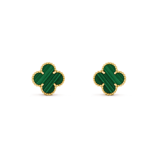 [Glow Muse]CLOVER MEDIUM 1 MOTIFS MALACHITE  EARRINGS