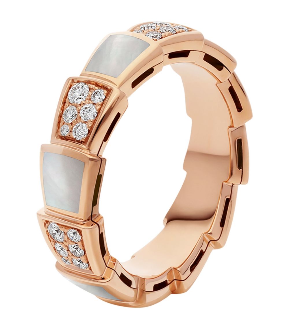 [⭐Glow Muse ]SERPENTI RING PINK GOLD MOP DIAMOND PAVED 4MM