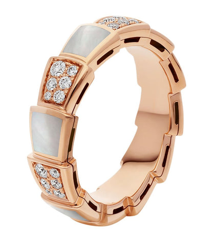 [⭐Glow Muse ]SERPENTI RING PINK GOLD MOP DIAMOND PAVED 4MM