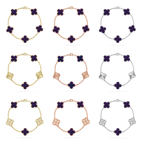 [⭐Glow Muse]CLOVER 5 MOTIF PURPLE STRIPES BRACELET COLLECTION