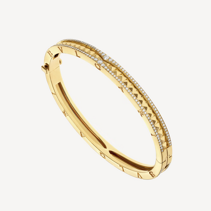 [⭐Glow Muse ]ZERO 1 SPIRAL AND PAVED DIAMOND GOLD BRACELET
