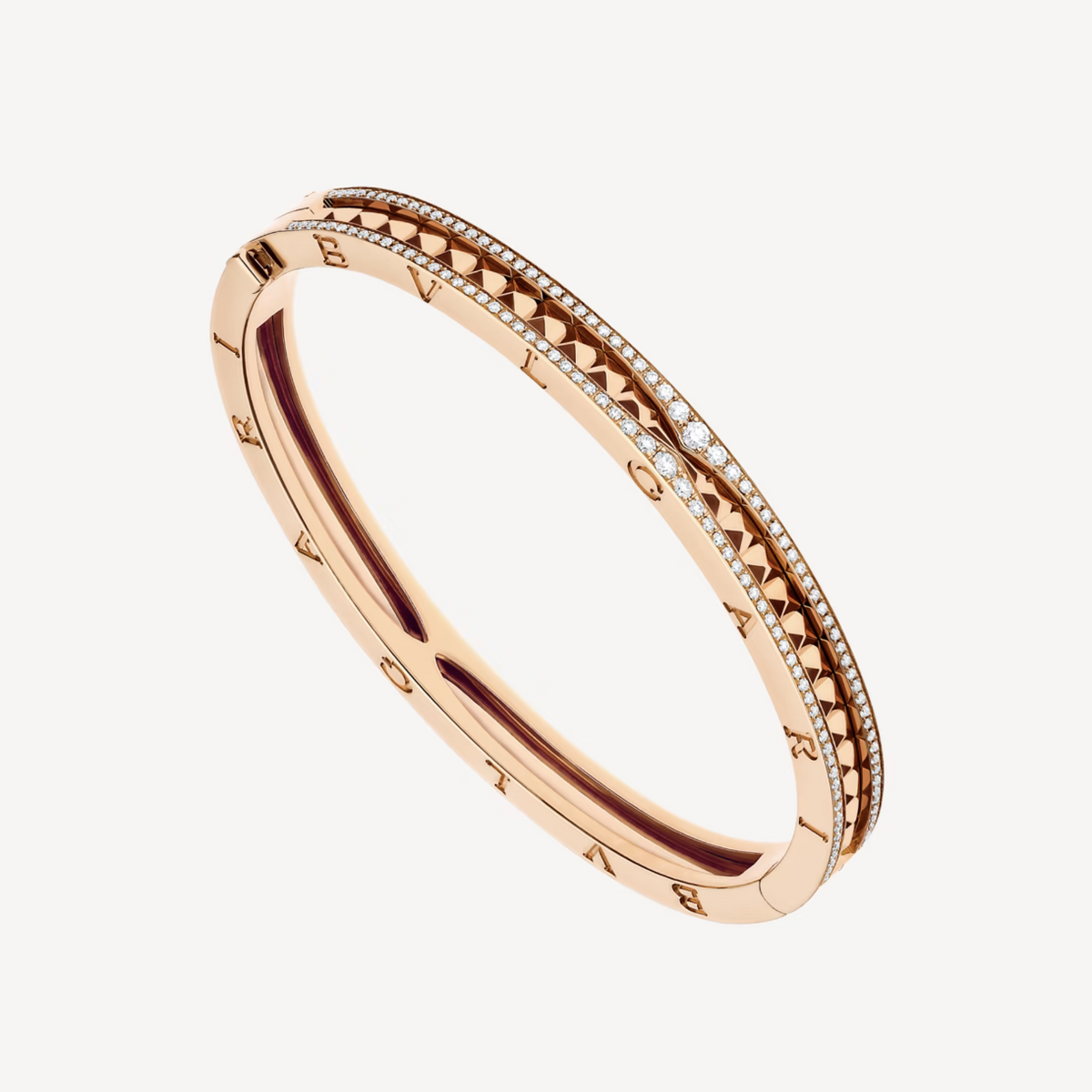 [⭐Glow Muse ]ZERO 1 SPIRAL AND PAVED DIAMOND PINK GOLD BRACELET