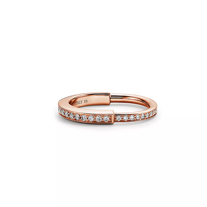 [Glow Muse ]LOCK RING PINK GOLD DIAMOND PAVED