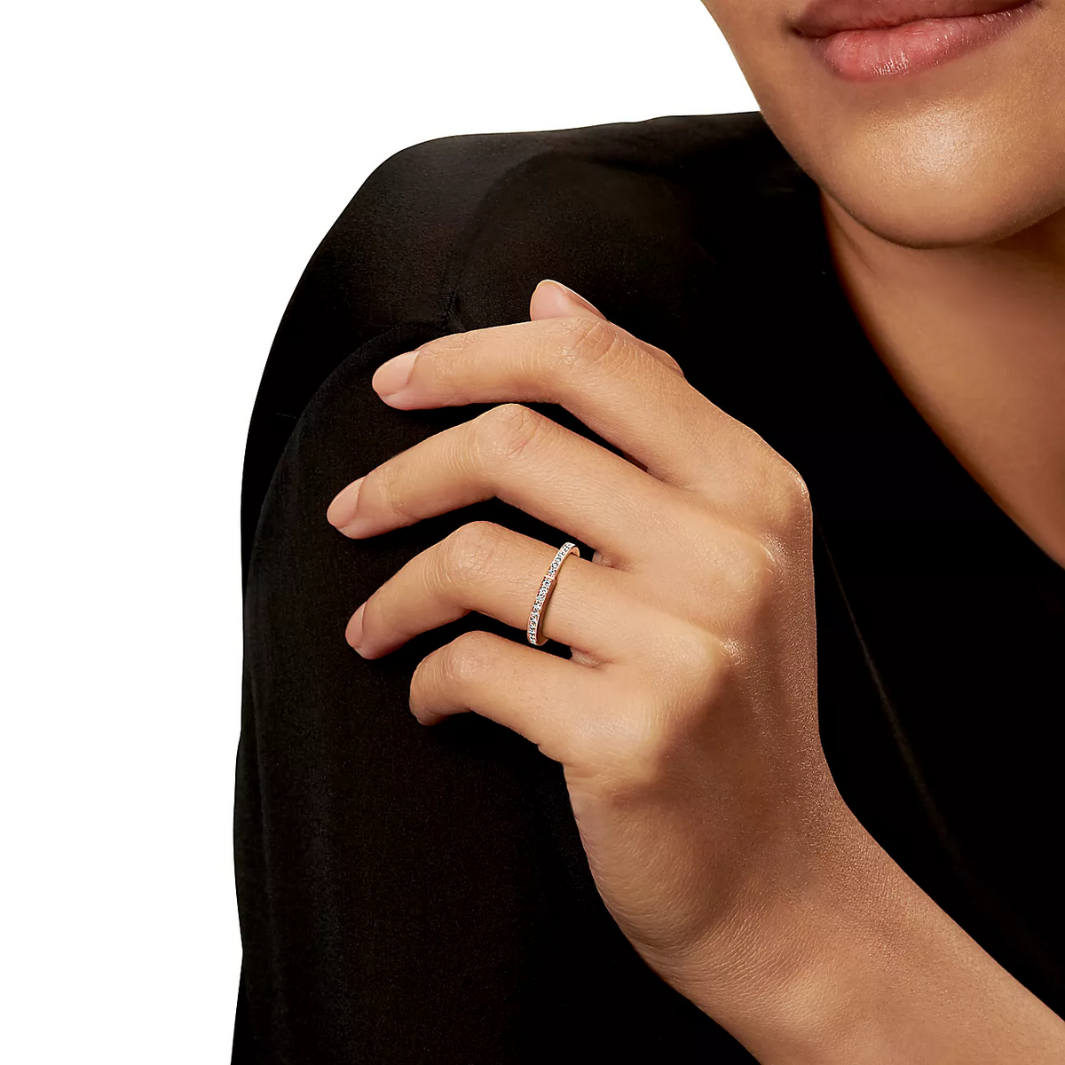 [Glow Muse ]LOCK RING PINK GOLD DIAMOND PAVED