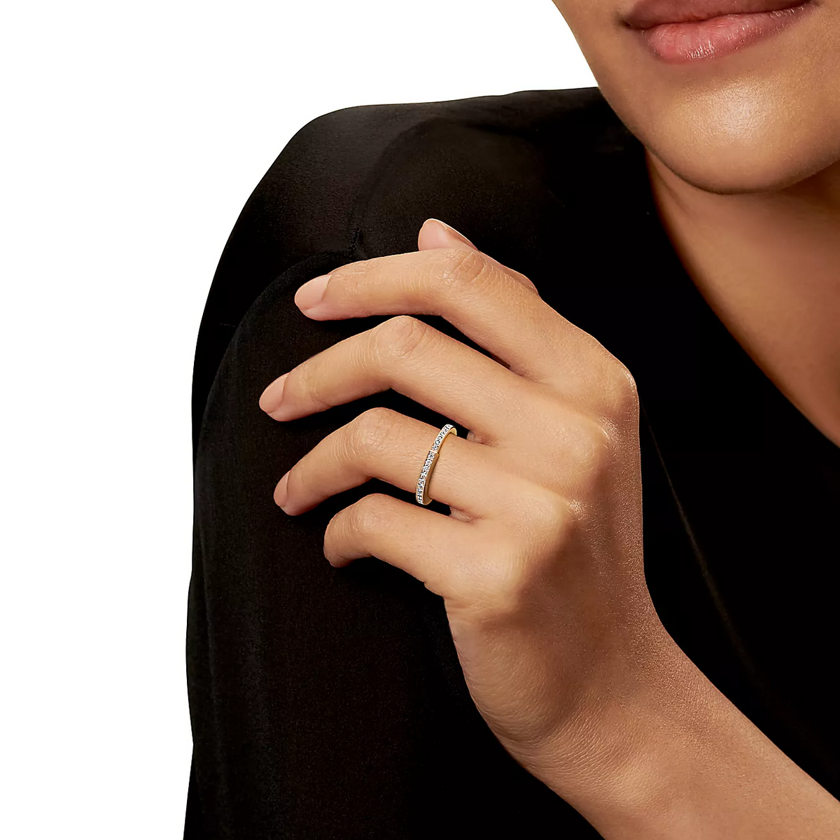 [Glow Muse ]LOCK RING GOLD DIAMOND PAVED