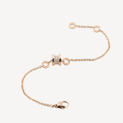 [⭐Glow Muse ]ZERO 1 SOFT PINK GOLD WITH PAVED DIAMONDS ON THE SPIRAL BRACELET