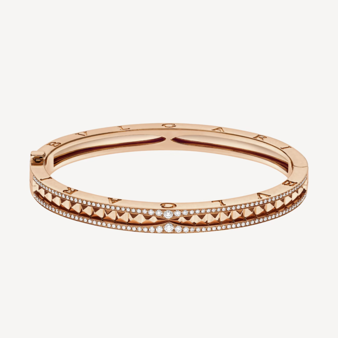 [⭐Glow Muse ]ZERO 1 SPIRAL AND PAVED DIAMOND PINK GOLD BRACELET