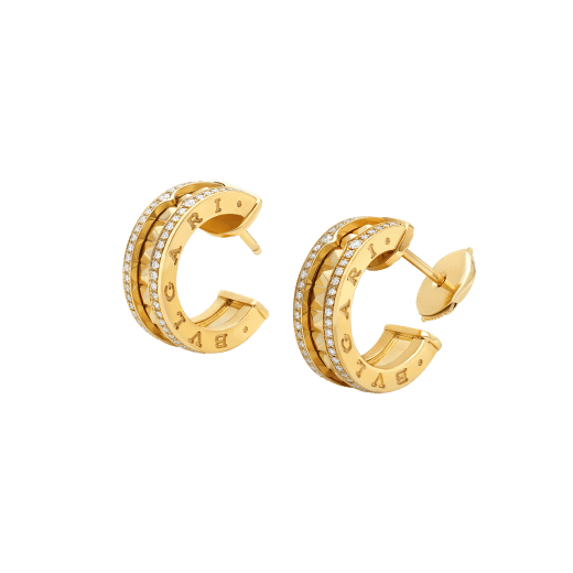 [⭐Glow Muse ]ZERO 1 ROCK GOLD EARRINGS WITH STUDDED SPIRAL AND PAVED DIAMONDS
