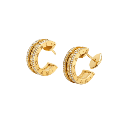 [⭐Glow Muse ]ZERO 1 ROCK GOLD EARRINGS WITH STUDDED SPIRAL AND PAVED DIAMONDS