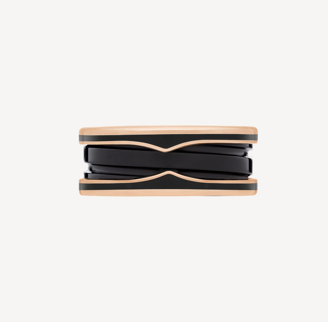 [⭐Glow Muse ]ZERO 1 TWO-BAND WITH MATTE BLACK CERAMIC PINK GOLD RING