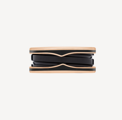[⭐Glow Muse ]ZERO 1 TWO-BAND WITH MATTE BLACK CERAMIC PINK GOLD RING