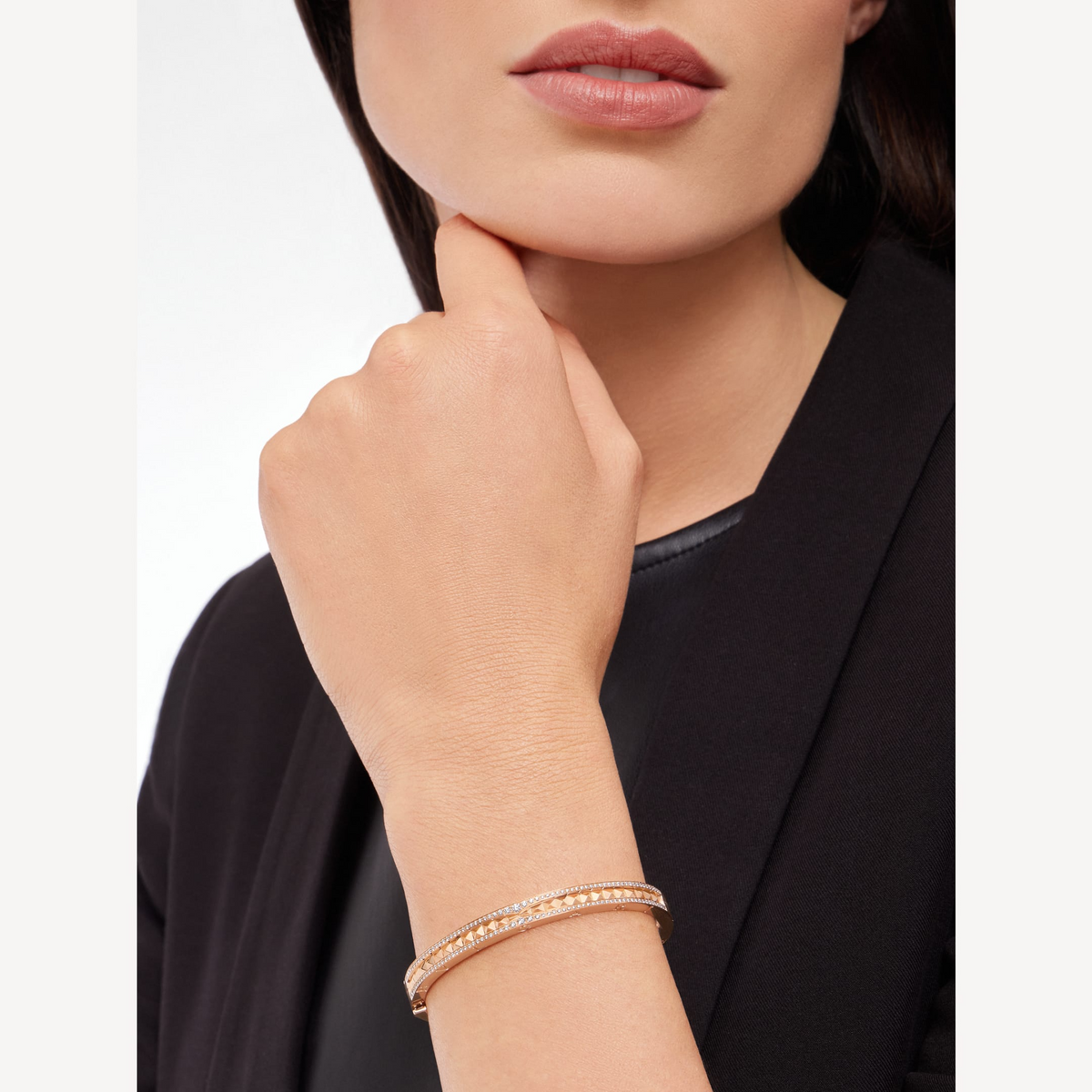 [⭐Glow Muse ]ZERO 1 SPIRAL AND PAVED DIAMOND PINK GOLD BRACELET