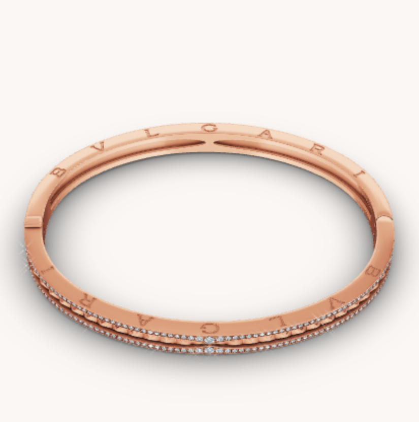[⭐Glow Muse ]ZERO 1 SPIRAL AND PAVED DIAMOND PINK GOLD BRACELET