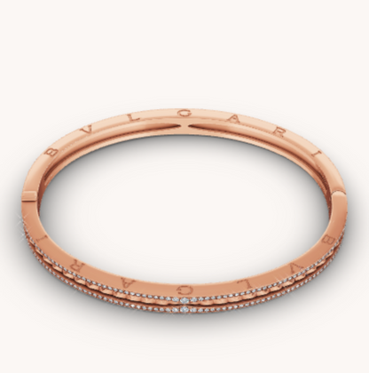 [⭐Glow Muse ]ZERO 1 SPIRAL AND PAVED DIAMOND PINK GOLD BRACELET