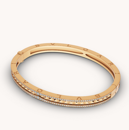 [⭐Glow Muse ]ZERO 1 SPIRAL AND PAVED DIAMOND GOLD BRACELET
