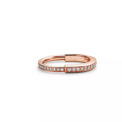 [Glow Muse ]LOCK RING PINK GOLD DIAMOND PAVED
