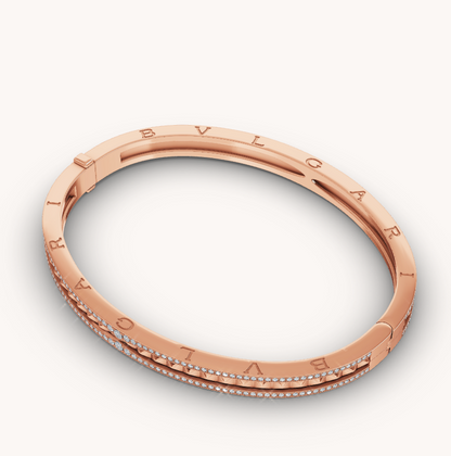 [⭐Glow Muse ]ZERO 1 SPIRAL AND PAVED DIAMOND PINK GOLD BRACELET
