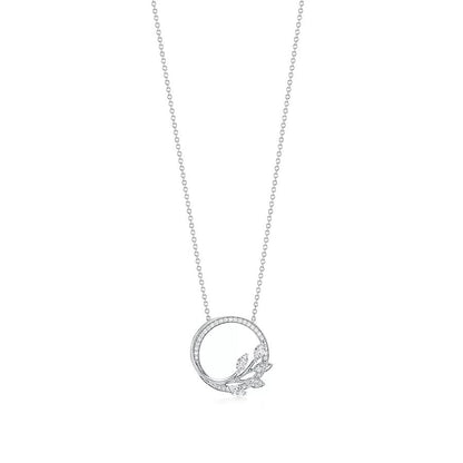 [Glow Muse ]DIAMOND VINE CIRCLE PENDANT PLATINUM NECKLACE