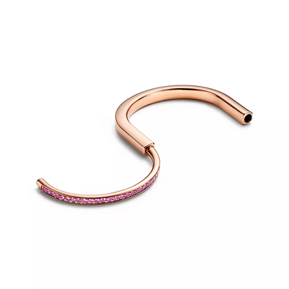 [Glow Muse ]LOCK BRACELET ROSE DIAMOND PINK GOLD