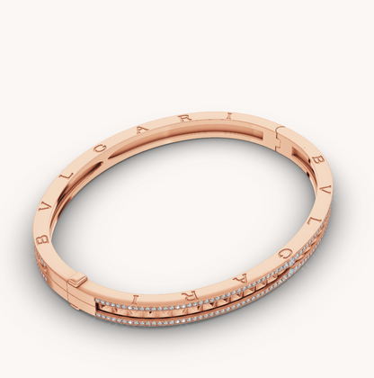 [⭐Glow Muse ]ZERO 1 SPIRAL AND PAVED DIAMOND PINK GOLD BRACELET