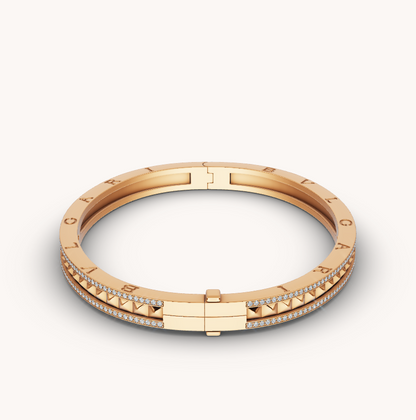 [⭐Glow Muse ]ZERO 1 SPIRAL AND PAVED DIAMOND GOLD BRACELET