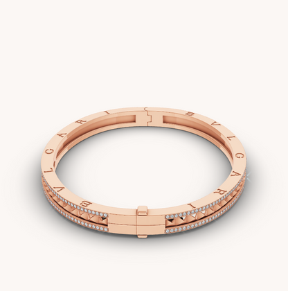 [⭐Glow Muse ]ZERO 1 SPIRAL AND PAVED DIAMOND PINK GOLD BRACELET