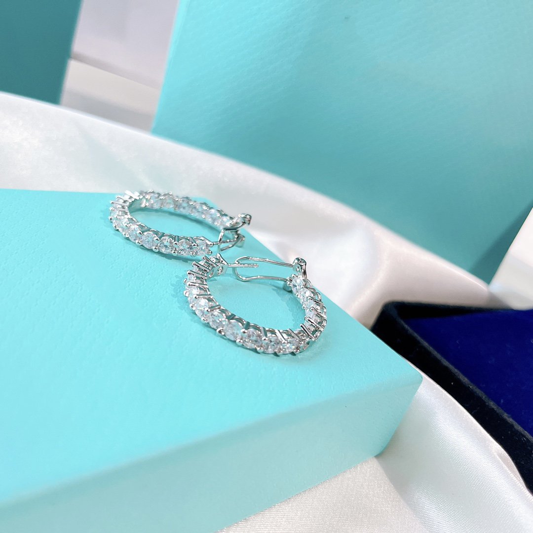 [Glow Muse ]SILVER DIAMOND HOOP EARRINGS