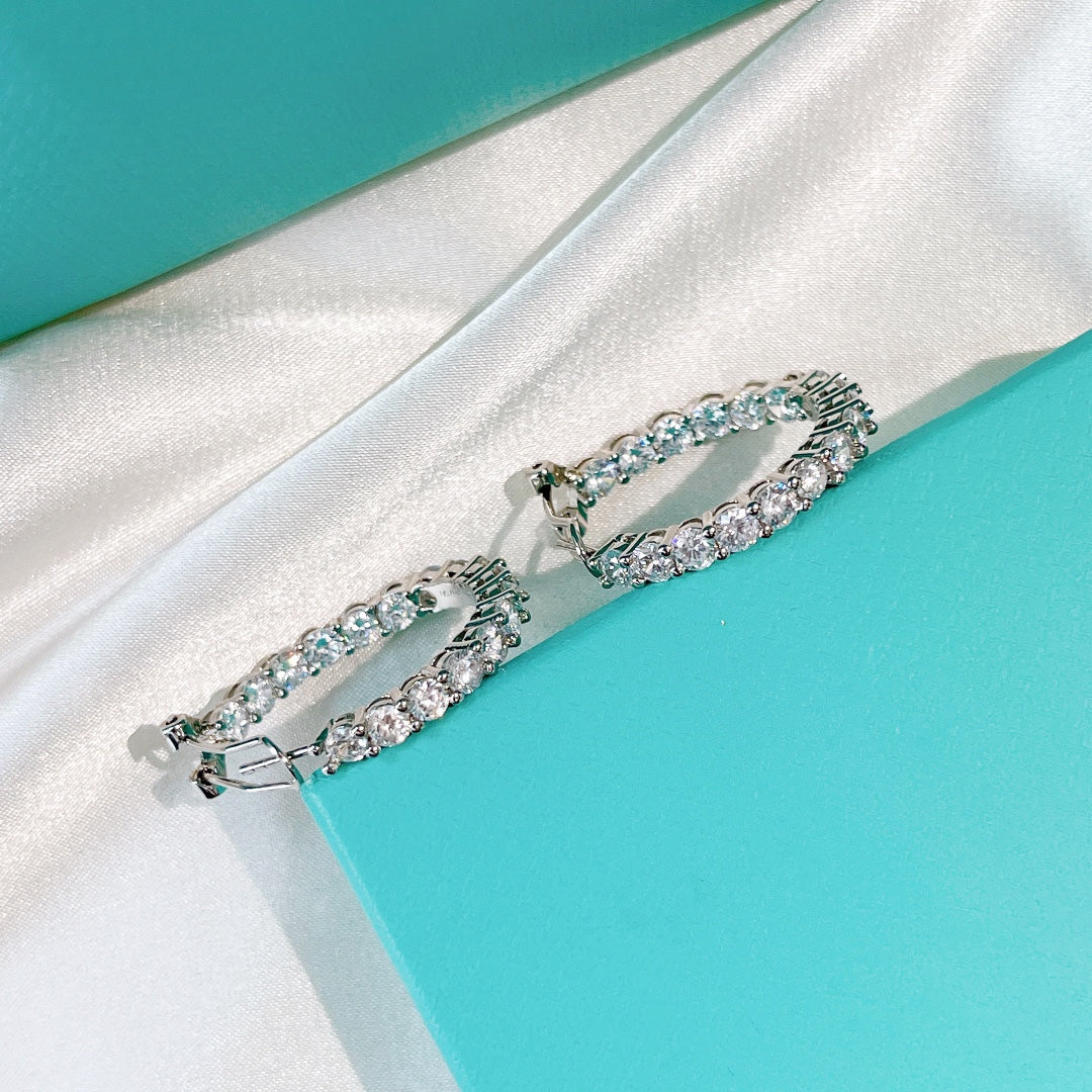 [Glow Muse ]SILVER DIAMOND HOOP EARRINGS