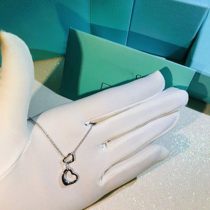 [Glow Muse ]OPEN HEART LARIAT NECKLACE SILVER