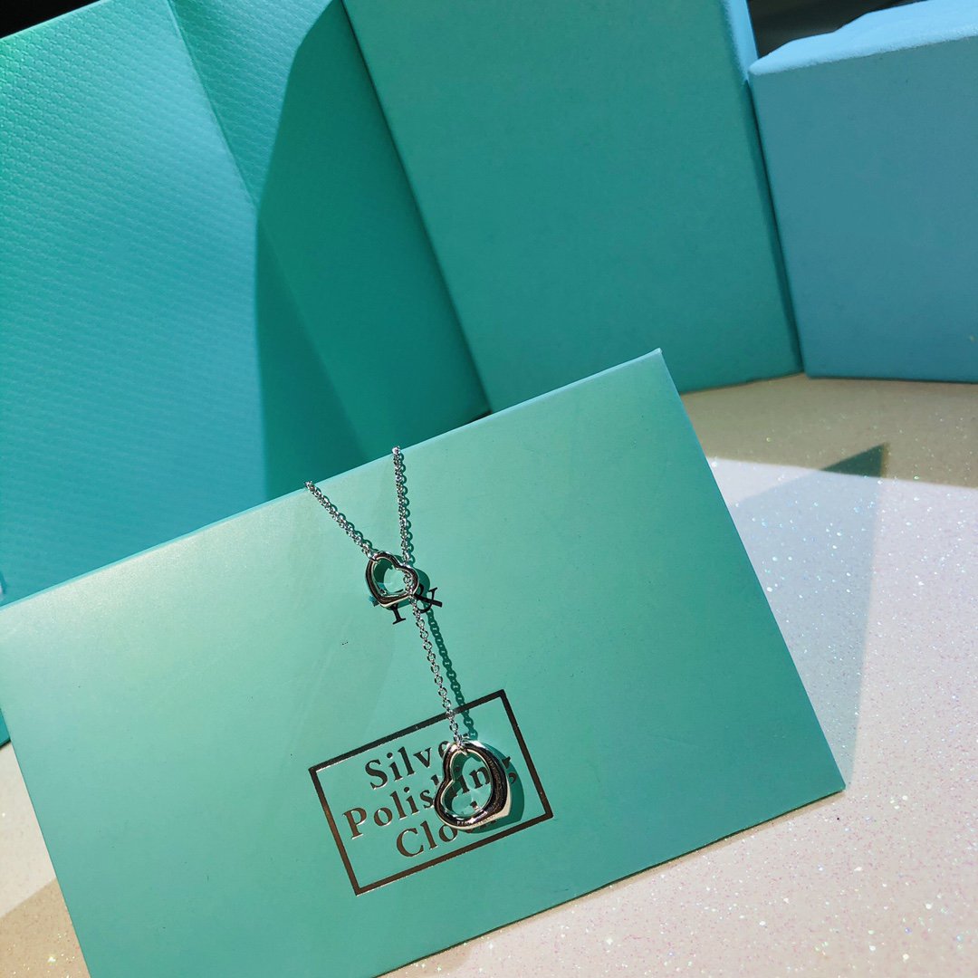 [Glow Muse ]OPEN HEART LARIAT NECKLACE SILVER
