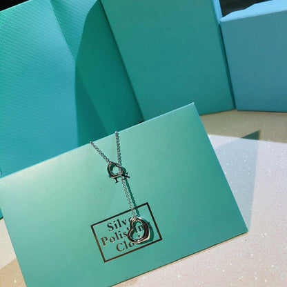 [Glow Muse ]OPEN HEART LARIAT NECKLACE SILVER