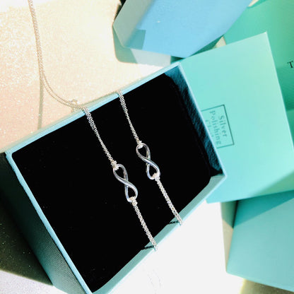 [Glow Muse ]SILVER INFINITY DOUBLE CHAIN NECKLACE