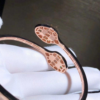 [⭐Glow Muse ]SERPENTI BRACELET PINK GOLD MALACHITE DIAMOND DOUBLE SNAKE