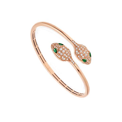 [⭐Glow Muse ]SERPENTI BRACELET PINK GOLD MALACHITE DIAMOND DOUBLE SNAKE