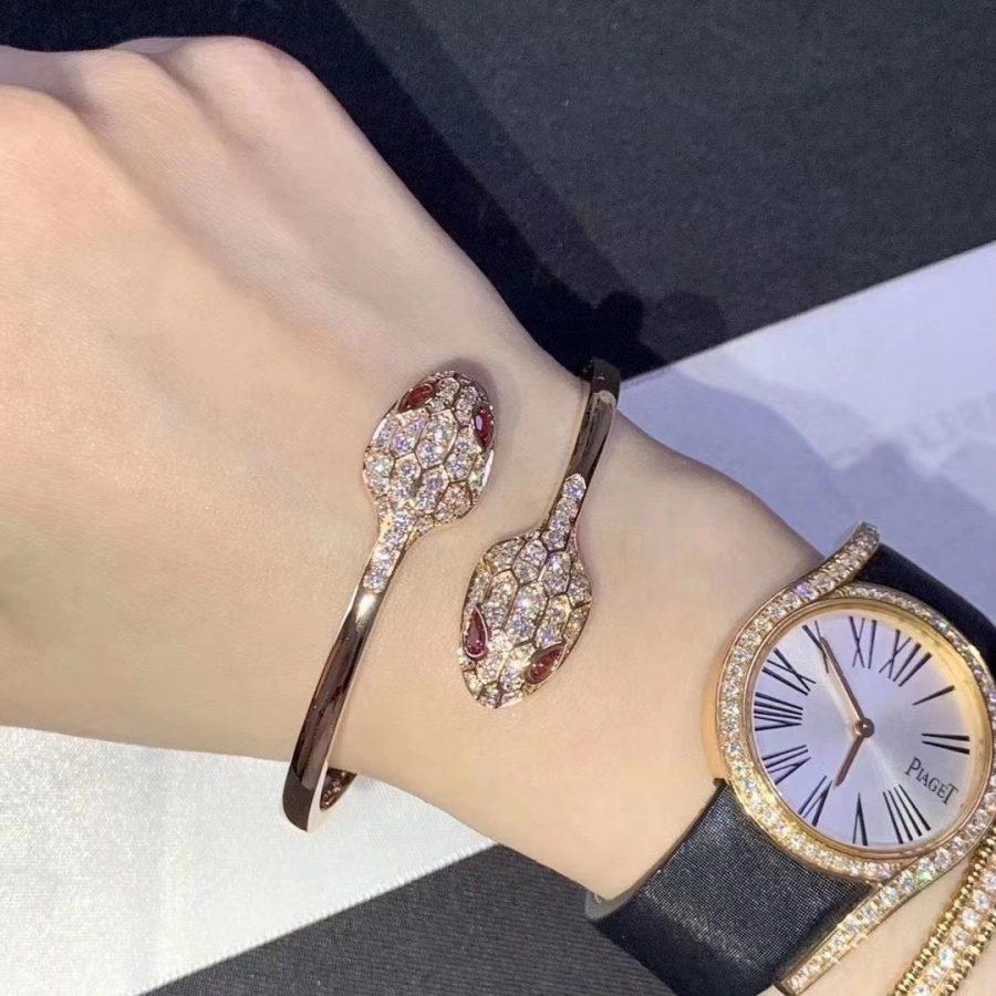 [⭐Glow Muse ]SERPENTI BRACELET PINK GOLD DIAMOND DOUBLE SNAKE
