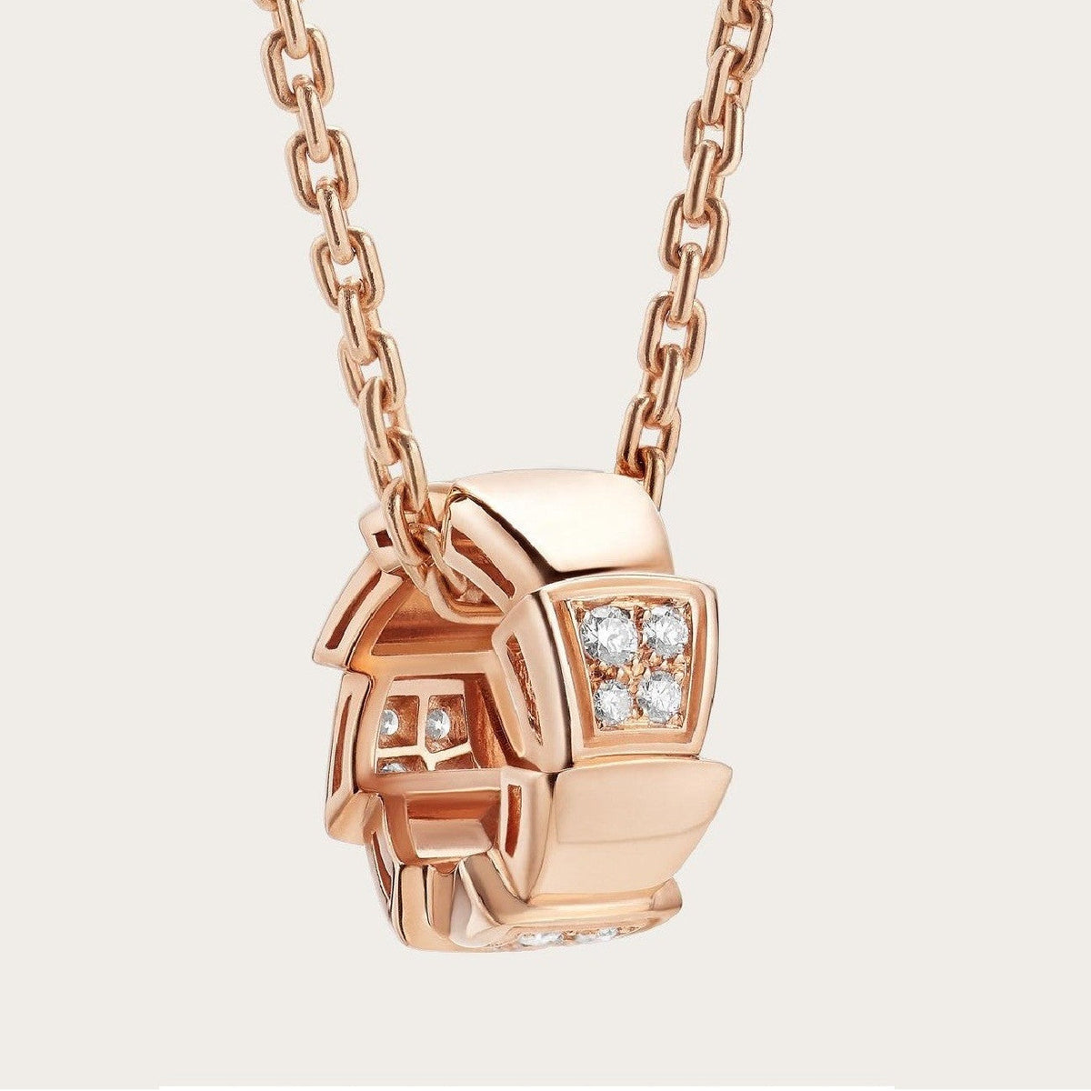 [⭐Glow Muse ]SERPENTI PEDANT DIAMOND PINK GOLD NECKLACE
