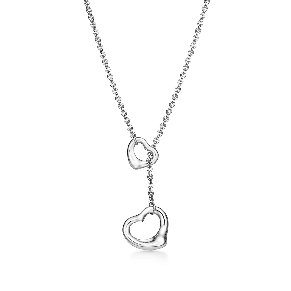 [Glow Muse ]OPEN HEART LARIAT NECKLACE SILVER