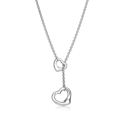 [Glow Muse ]OPEN HEART LARIAT NECKLACE SILVER