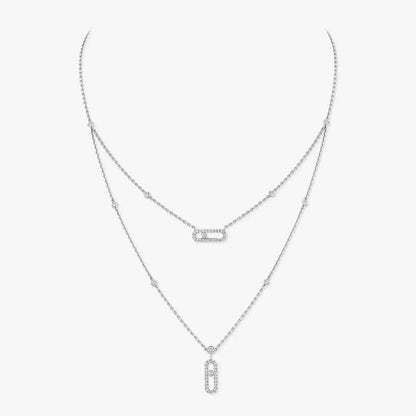 [Glow Muse]2 Rows Rose Gold Diamond Pave_ Necklace Move Uno