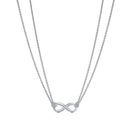 [Glow Muse ]SILVER INFINITY DOUBLE CHAIN NECKLACE