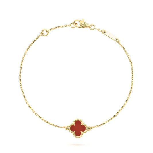 [Glow Muse]CLOVER  CARNELIAN SINGLE FLOWER BRACELET